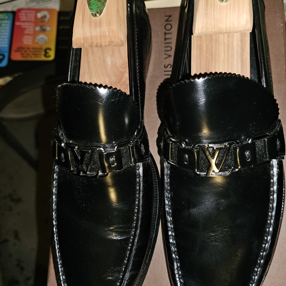 Louis Vuitton Shiny Black Men's Slip-Ons